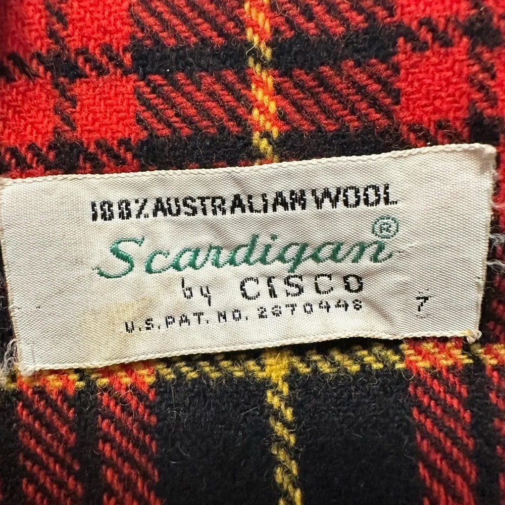 Vintage Wool Plaid Button Scarf Vest Wrap 1950s Tartan Pockets Convertible